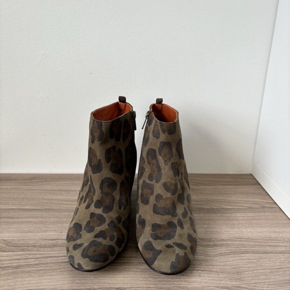 Penelope Chilvers Boots Havana Khaki Leopard Suede Zipped Ankle Boots 41 / 11 US - Picture 6 of 9
